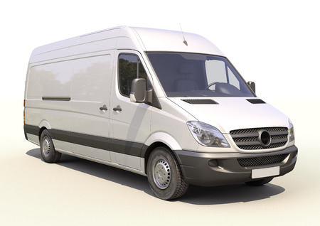 Modern commercial van on a light の写真素材