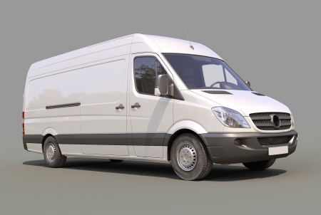 Modern commercial van on a gray の写真素材
