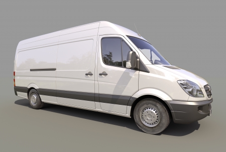 Modern commercial van on a gray の写真素材