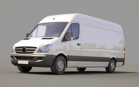 Modern commercial van on a gray の写真素材