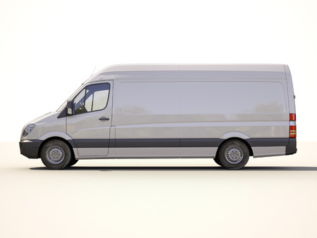 Modern commercial van on a light の写真素材