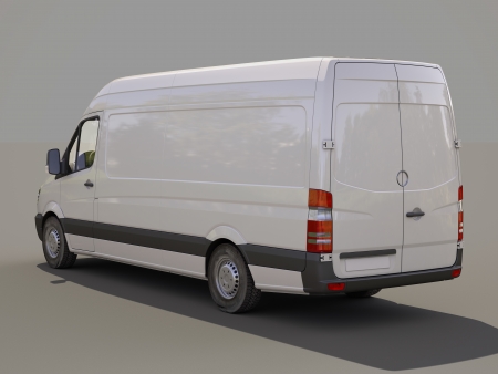 Modern commercial van on a gray の写真素材