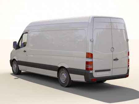 Modern commercial van on a light の写真素材