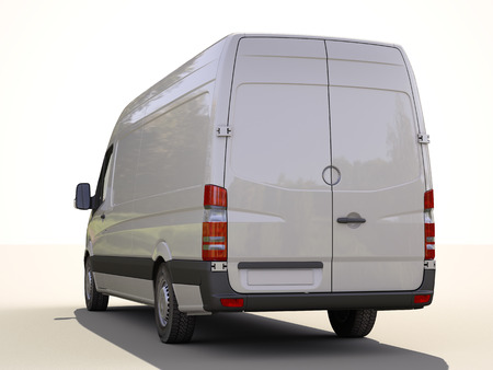 Modern commercial van on a light の写真素材