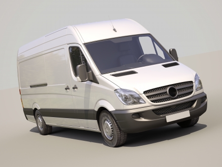 Modern commercial van on a gray の写真素材