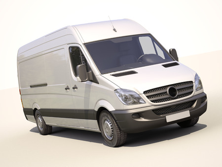 Modern commercial van on a light の写真素材