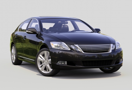 Modern luxury car on a gray backgroundの写真素材