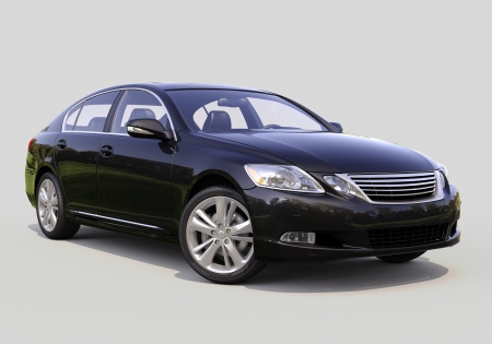 Modern luxury car on a gray backgroundの写真素材