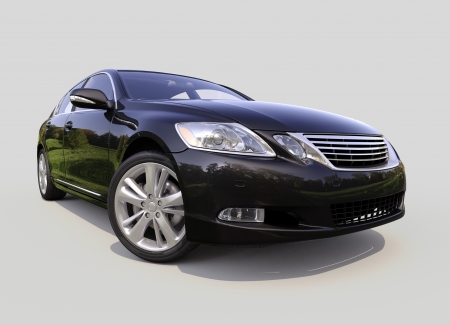Modern luxury car on a gray backgroundの写真素材