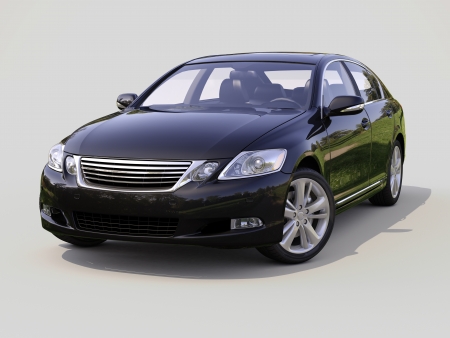 Modern luxury car on a gray backgroundの写真素材