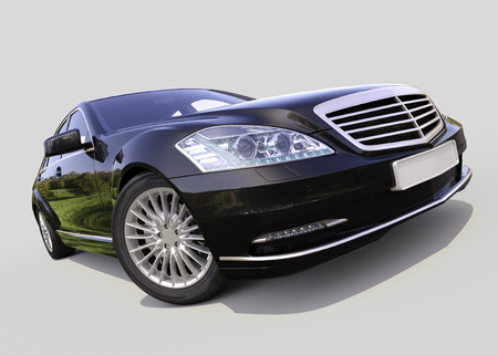 Modern luxury executive car on a gray backgroundの写真素材