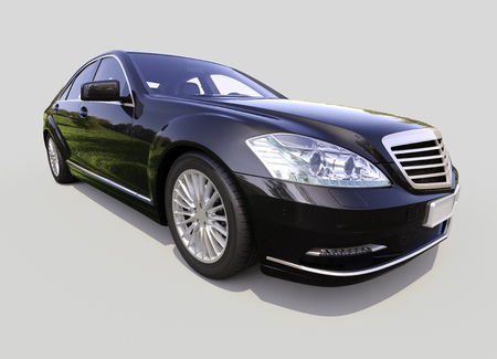 Modern luxury executive car on a gray backgroundの写真素材