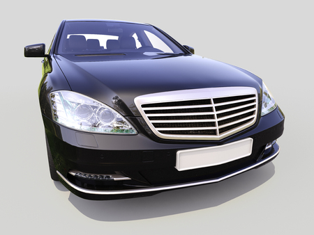 Modern luxury executive car on a gray backgroundの写真素材