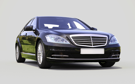 Modern luxury executive car on a gray backgroundの写真素材