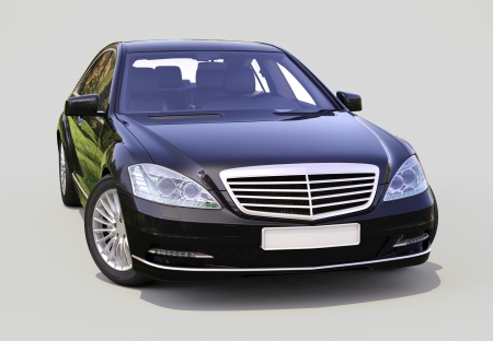 Modern luxury executive car on a gray backgroundの写真素材