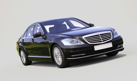 Modern luxury executive car on a gray backgroundの写真素材
