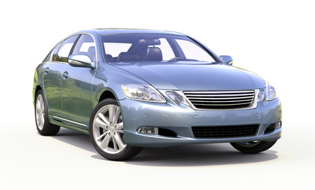 Modern car on a light background with a shadowの写真素材