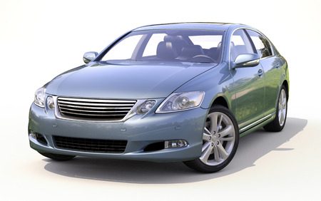 Modern car on a light background with a shadowの写真素材