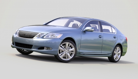 Modern luxury car on a gray backgroundの写真素材