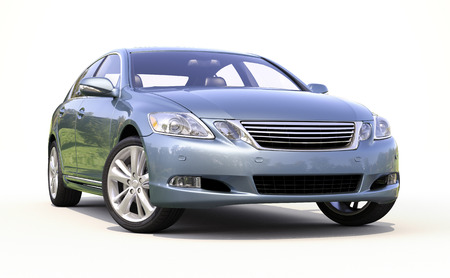 Modern car on a light background with a shadowの写真素材