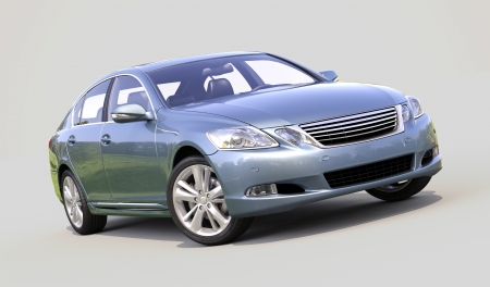 Modern luxury car on a gray backgroundの写真素材