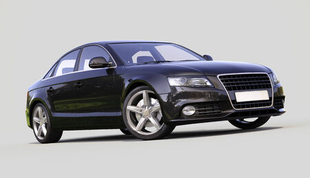 Modern luxury car on a gray backgroundの写真素材