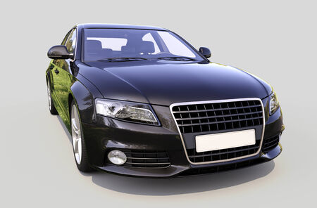 Modern luxury car on a gray backgroundの写真素材