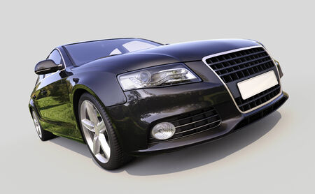 Modern luxury car on a gray backgroundの写真素材