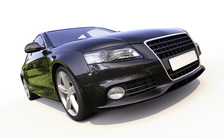 Modern car on a light background with a shadowの写真素材