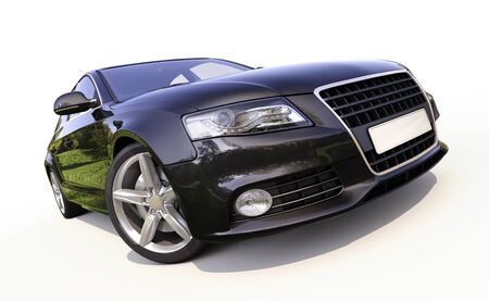 Modern car on a light background with a shadowの写真素材