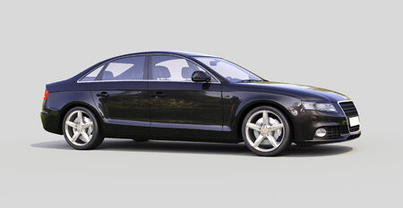 Modern luxury car on a gray backgroundの写真素材