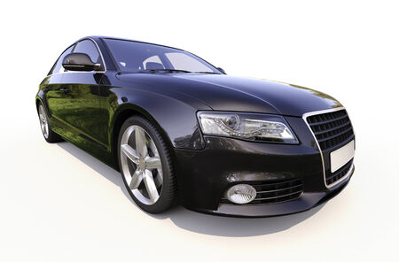 Modern car on a light background with a shadowの写真素材