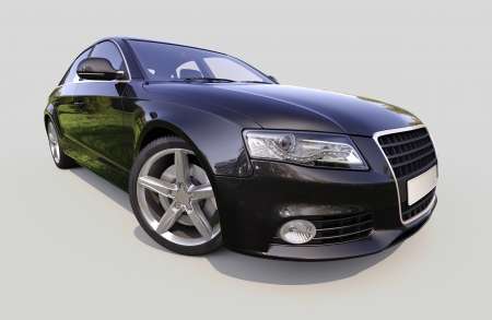Modern luxury car on a gray backgroundの写真素材