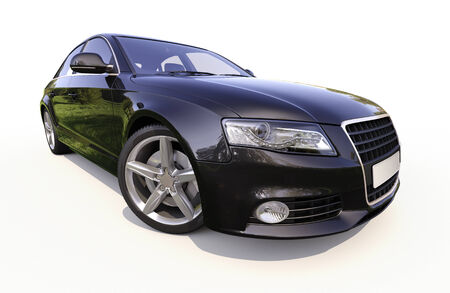 Modern car on a light background with a shadowの写真素材