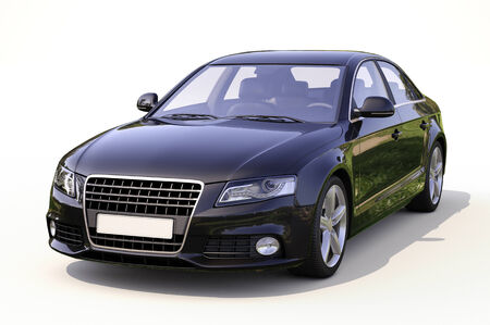 Modern car on a light background with a shadowの写真素材