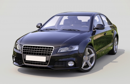 Modern luxury car on a gray backgroundの写真素材