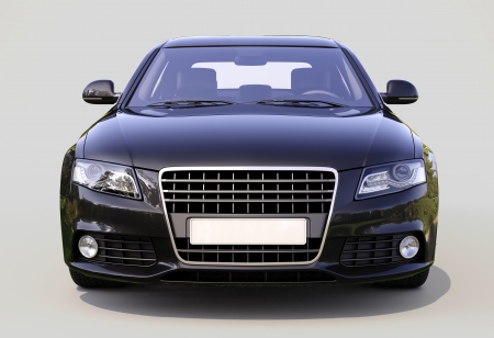 Modern luxury car on a gray backgroundの写真素材