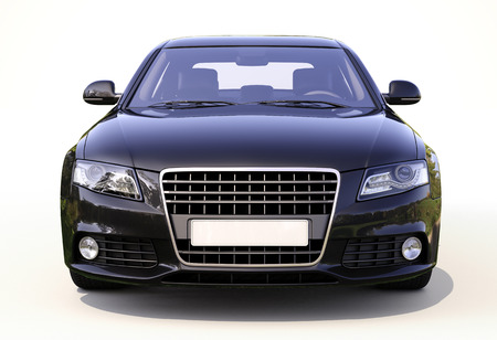 Modern car on a light background with a shadowの写真素材