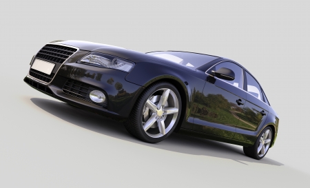 Modern luxury car on a gray backgroundの写真素材