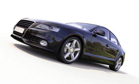 Modern car on a light background with a shadowの写真素材