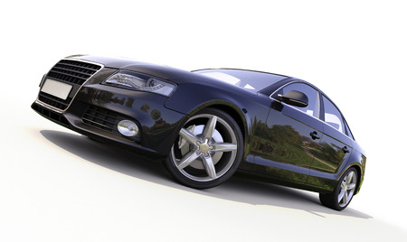 Modern car on a light background with a shadowの写真素材