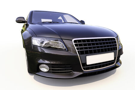 Modern car on a light background with a shadowの写真素材