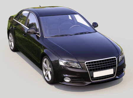 Modern luxury car on a gray backgroundの写真素材