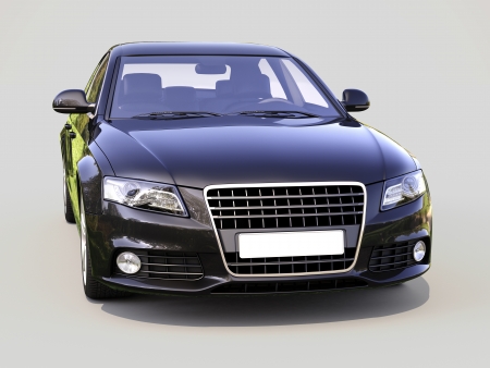Modern luxury car on a gray backgroundの写真素材