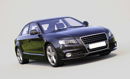 Modern luxury car on a gray backgroundの写真素材
