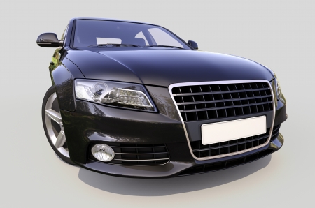 Modern luxury car on a gray backgroundの写真素材