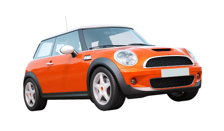 Modern compact car isolated on a whiteの写真素材