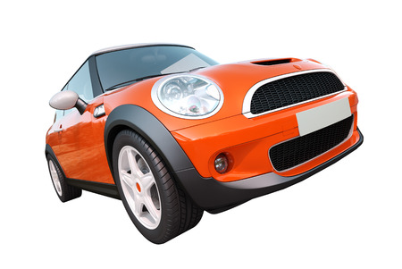 Modern compact car isolated on a whiteの写真素材