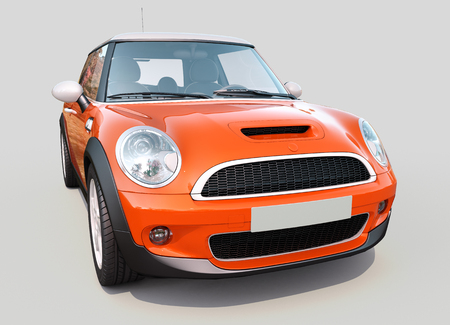 Modern compact car on a greyの写真素材