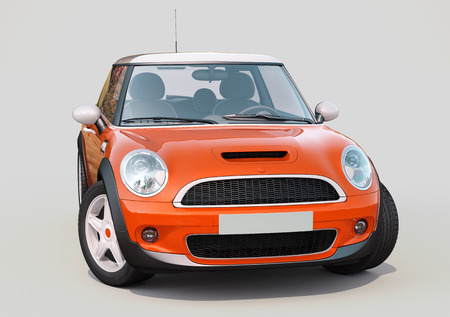 Modern compact car on a greyの写真素材